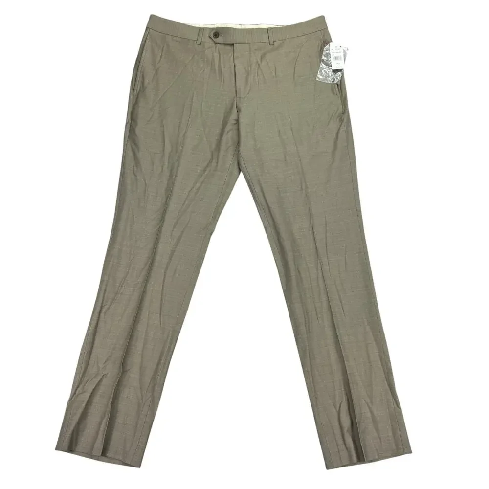 Brooks Brothers Mens Classic Fit Wool Blend Stretch Suit Pants Beige 34x32